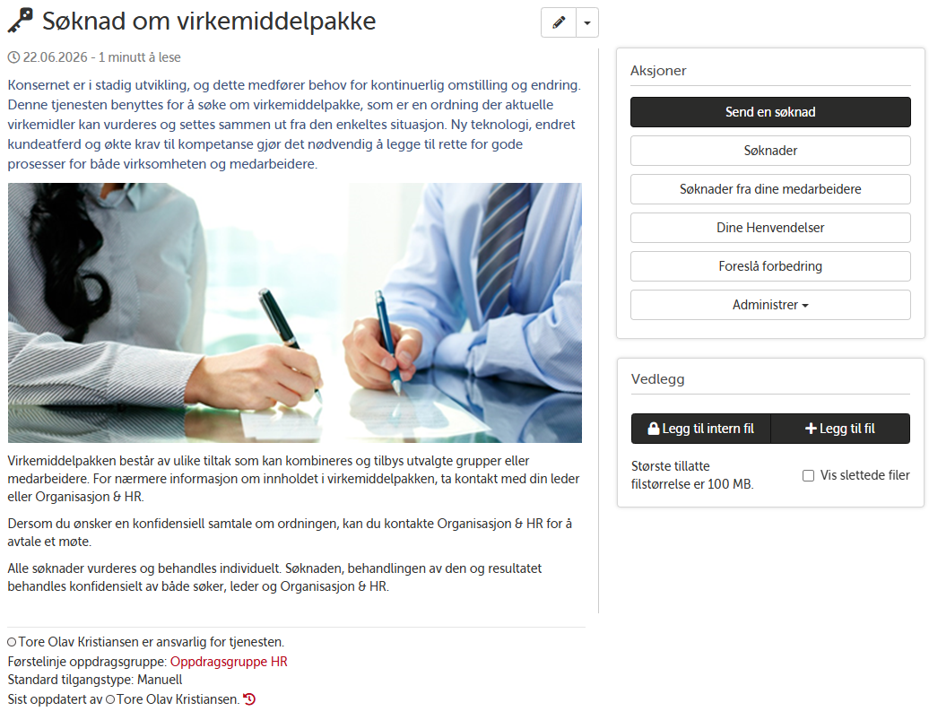 Landing page for severance package applications