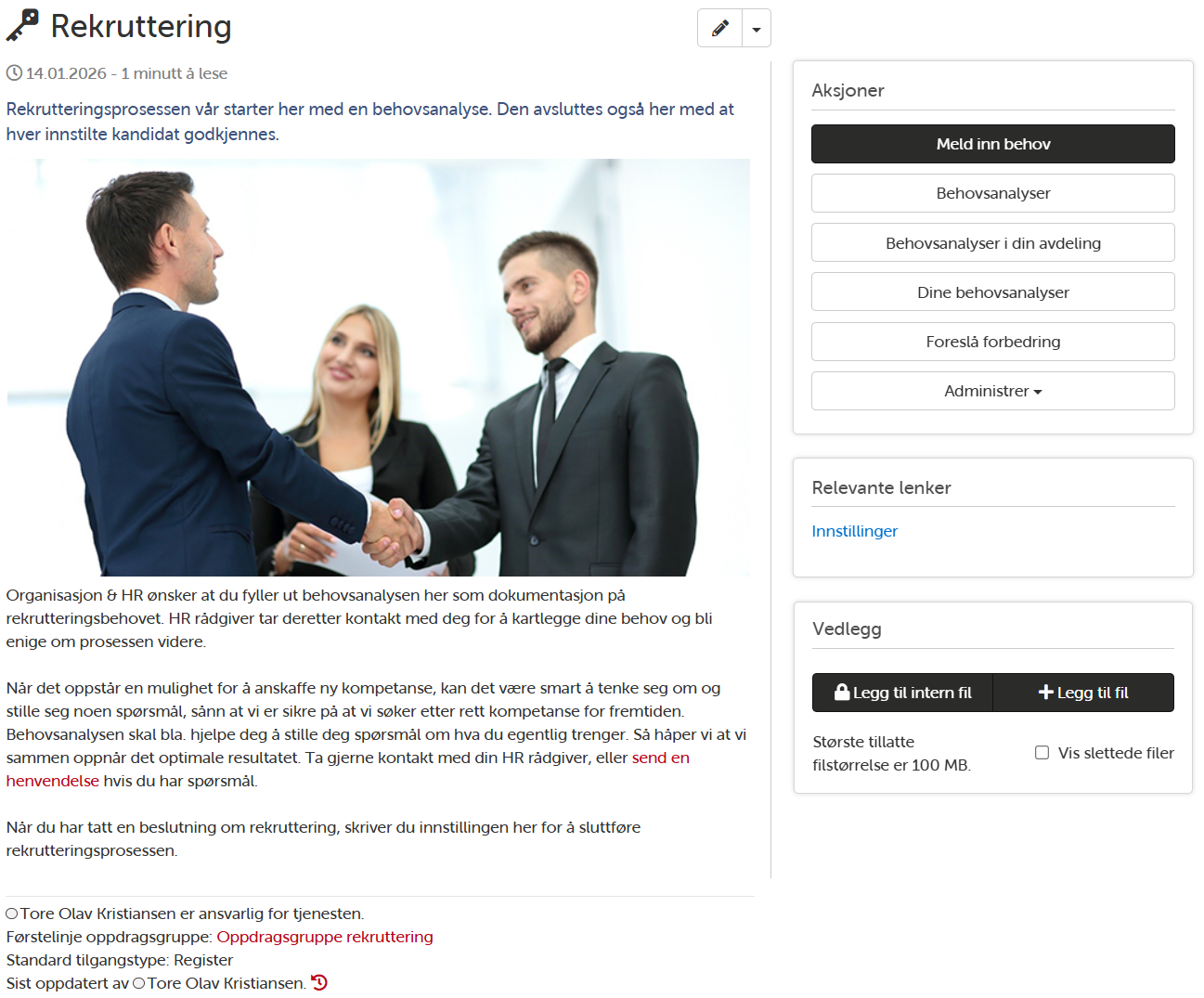 Landingsside for rekruttering