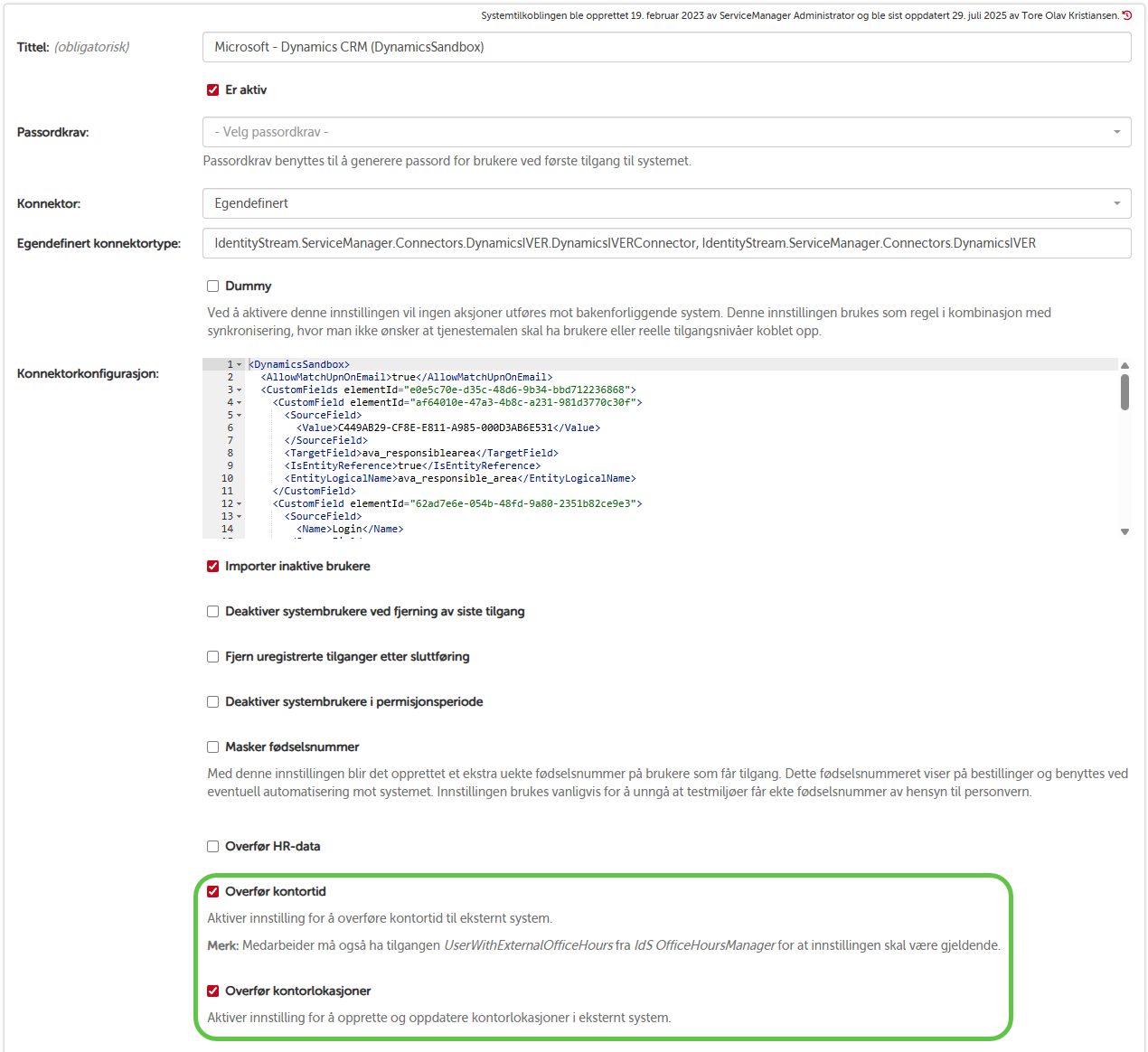 Synk til eksterne systemer